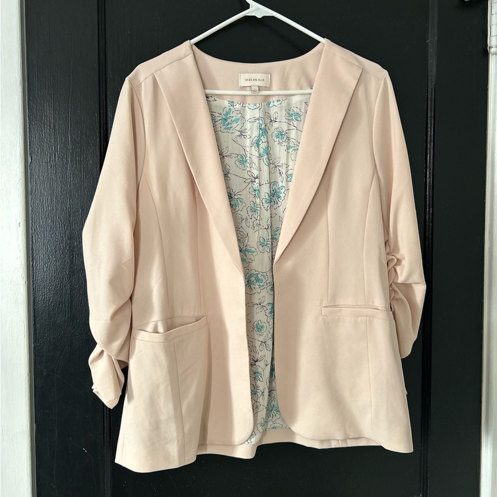 Skies Are Blue Blush Blazer with Floral Lining